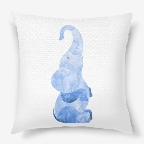 Подушка «Голубой акварельный слон»