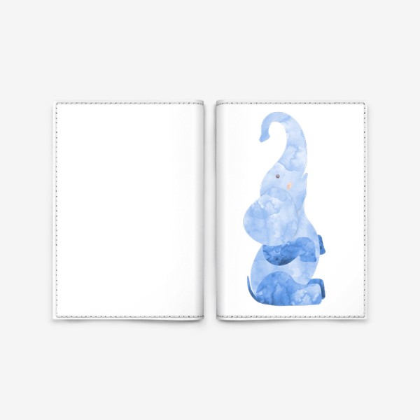 Обложка для паспорта &laquo;Голубой акварельный слон&raquo;
