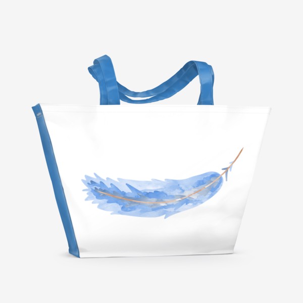 Пляжная сумка &laquo;Голубое акварельное перо&raquo;