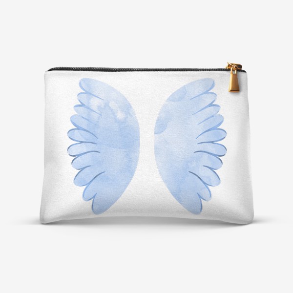 Косметичка «Голубые акварельные крылья»