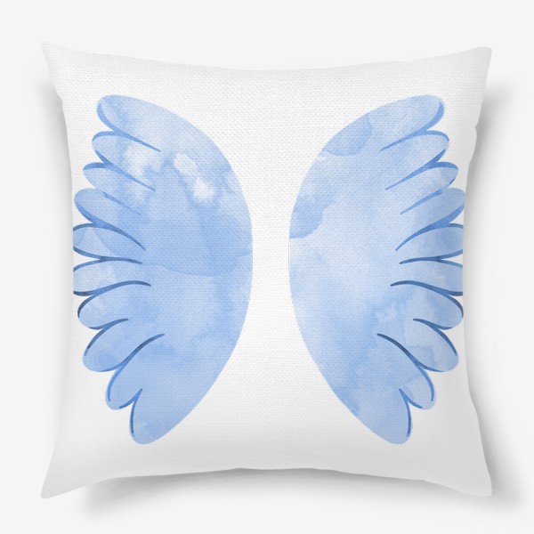 Подушка «Голубые акварельные крылья»