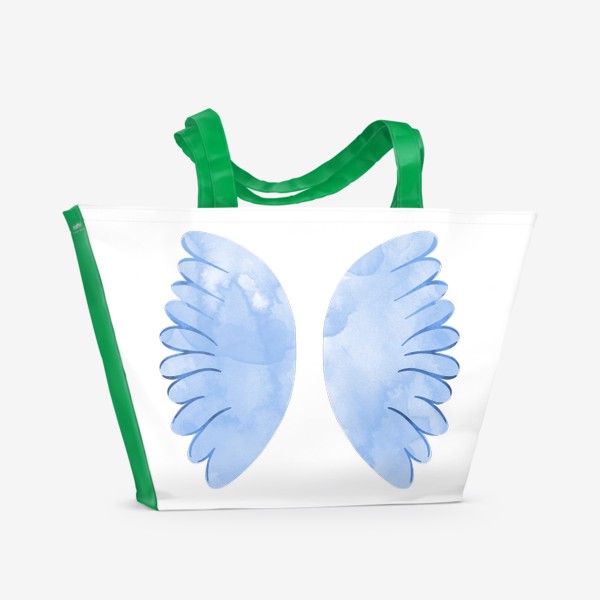 Пляжная сумка «Голубые акварельные крылья»