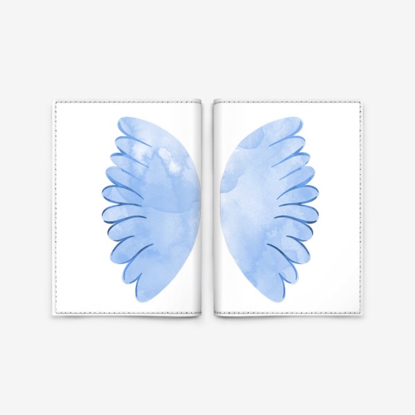 Обложка для паспорта «Голубые акварельные крылья»