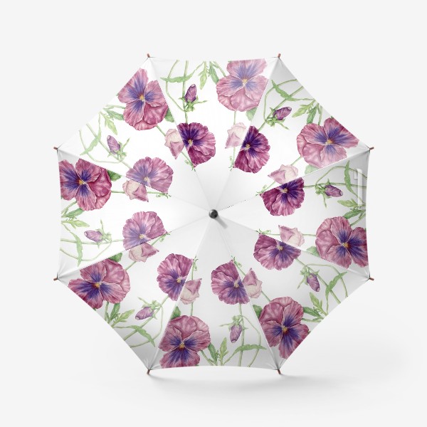 Зонт &laquo;Акварельный цветок, ботаническая иллюстрация - элегантная фиалка.&raquo;