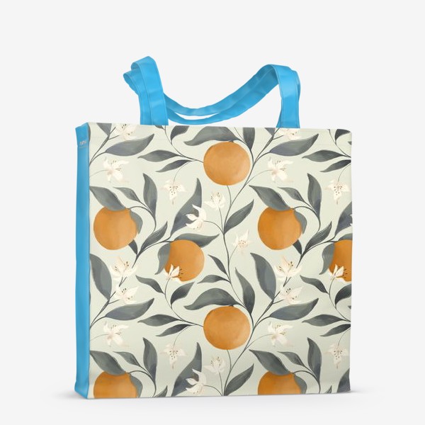 Сумка-шоппер &laquo;Фрукт апельсин на дереве. Цветы и листья. Ботанический паттерн на светлом&raquo;