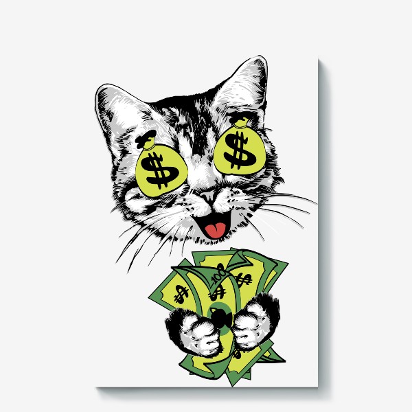 Холст «Котенок с деньгами»