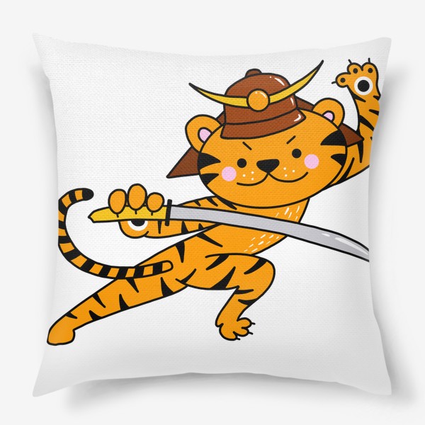 Подушка «Тигр самурай с мечом»