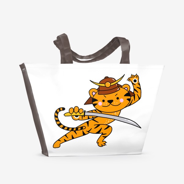 Пляжная сумка «Тигр самурай с мечом»