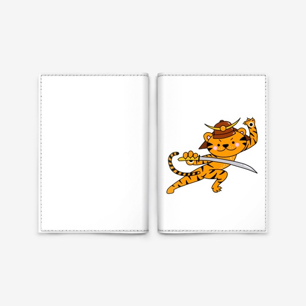 Обложка для паспорта &laquo;Тигр самурай с мечом&raquo;