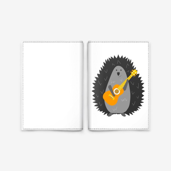 Обложка для паспорта &laquo;Ёжик с оранжевой гитарой&raquo;