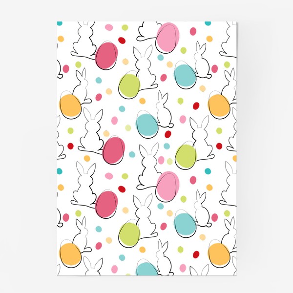 Постер «Пасхальный бесшовный принт с кроликами и яйцами»