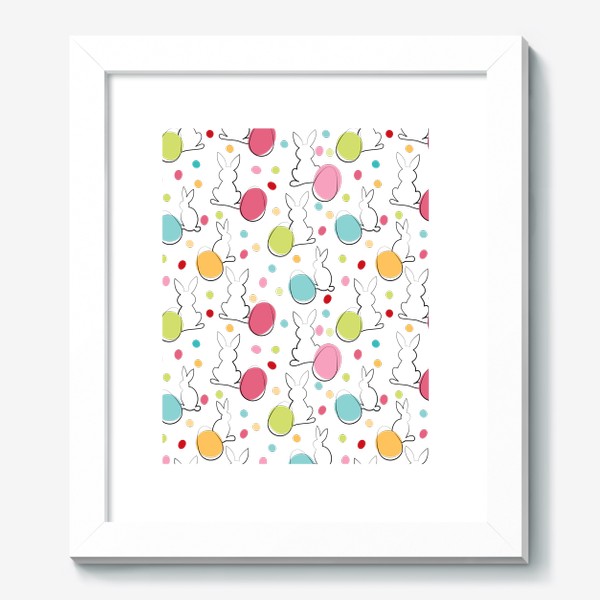Картина «Пасхальный бесшовный принт с кроликами и яйцами»