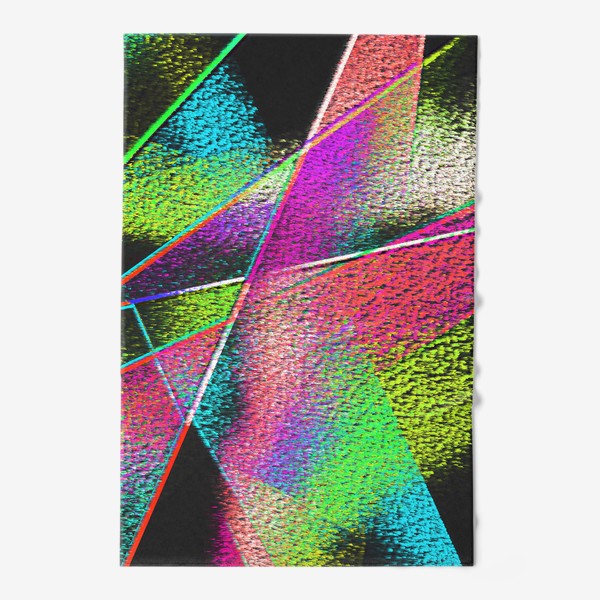 Полотенце &laquo;Разноцветный геометрический узор  на темном фоне&raquo;