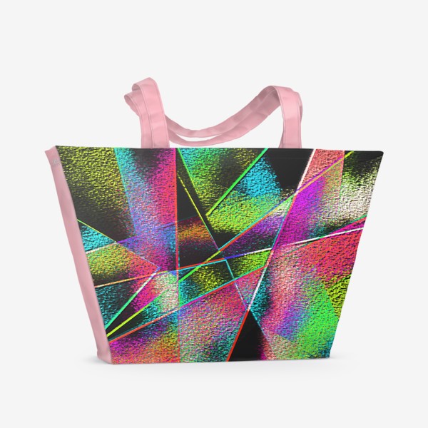 Пляжная сумка &laquo;Разноцветный геометрический узор  на темном фоне&raquo;