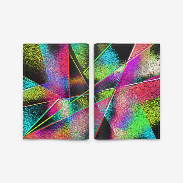 Обложка для паспорта &laquo;Разноцветный геометрический узор  на темном фоне&raquo;