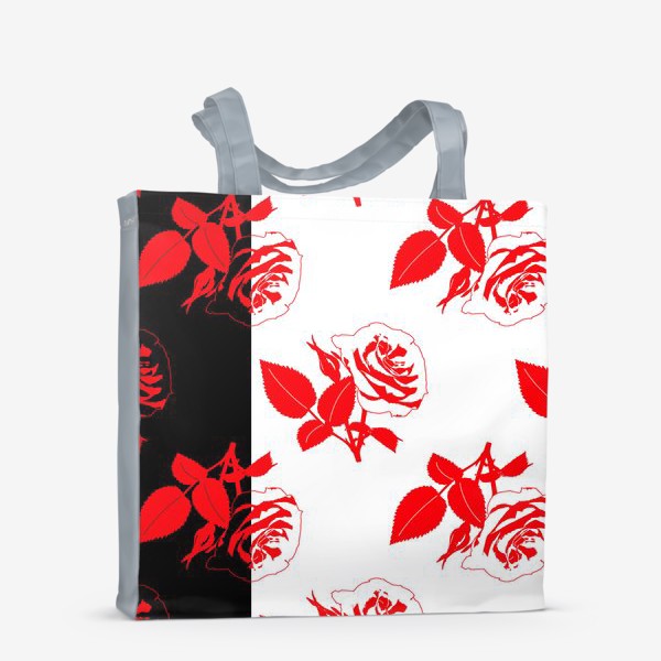 Сумка-шоппер &laquo;Красные цветы на черно-белом фоне&raquo;