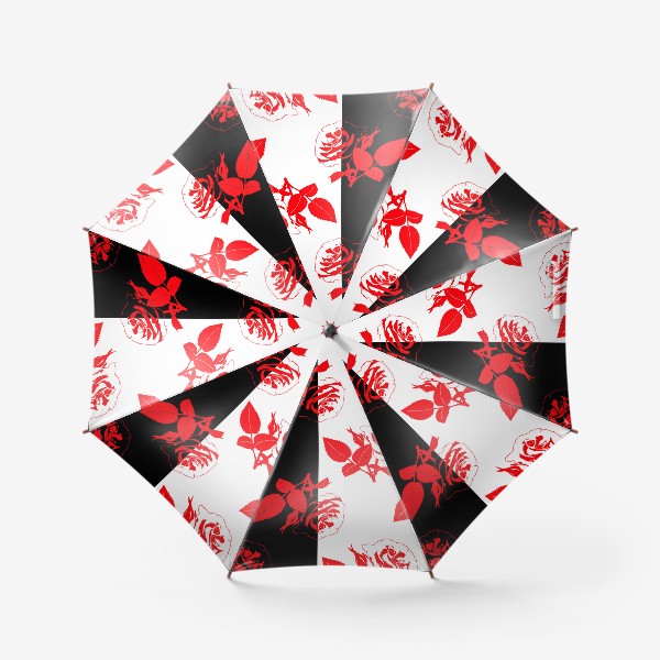 Зонт &laquo;Красные цветы на черно-белом фоне&raquo;