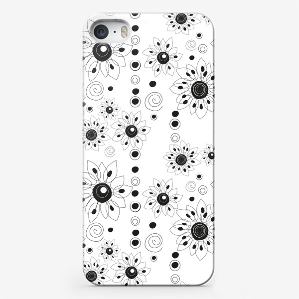 Чехол iPhone «Контурные цветы.Паттерн с цветами.»