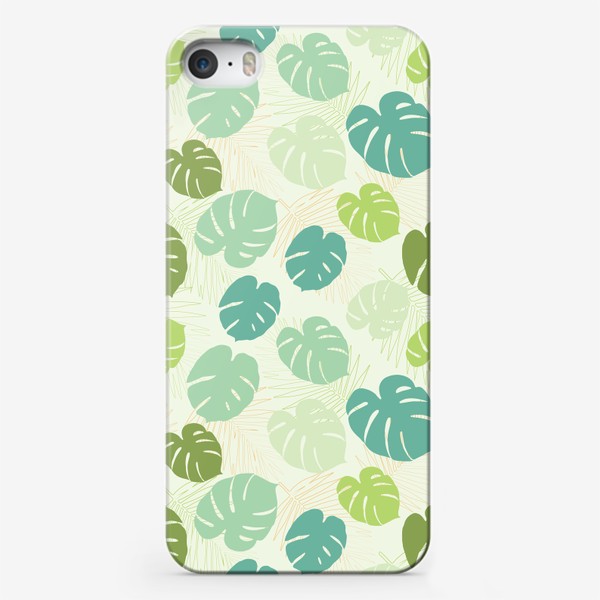Чехол iPhone &laquo;Паттерн с тропическими листьями.Летний принт с листвой.&raquo;