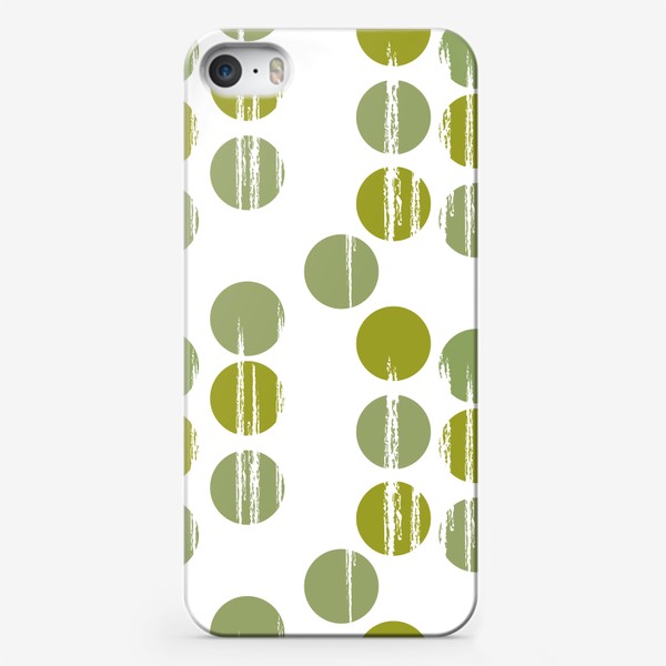 Чехол iPhone &laquo;Паттерн с зелеными потертыми кругами.Круги с потертой текстурой.&raquo;