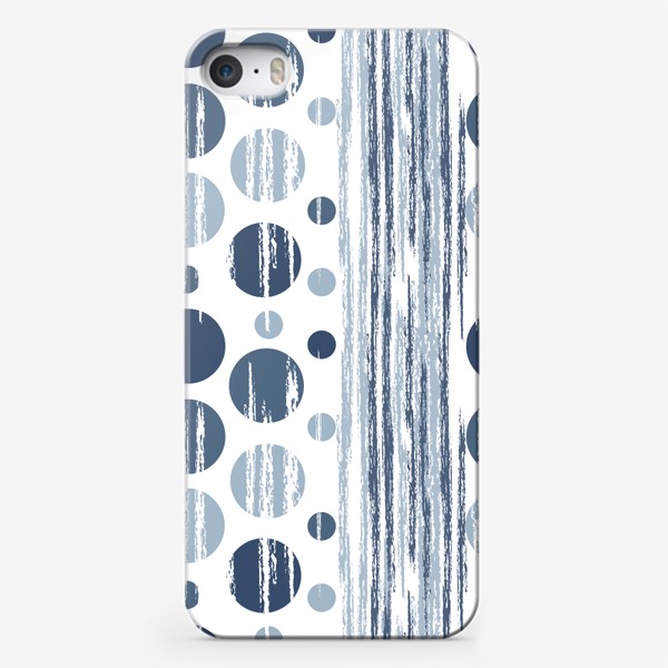 Чехол iPhone «Паттерн с синими потертыми кругами и полосами.Круги с потертой текстурой.»
