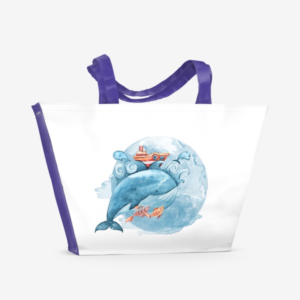 Пляжная сумка «Кит и рыбы»