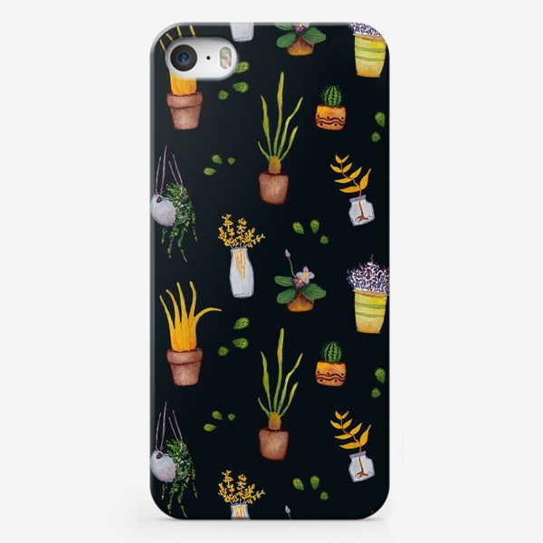 Чехол iPhone «Горшечные растения Ботаника Флора Темный фон»