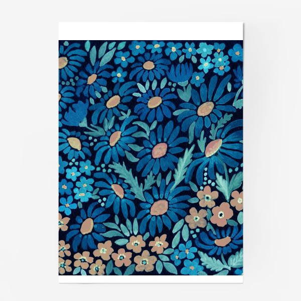 Постер «Синие акварельные цветы »