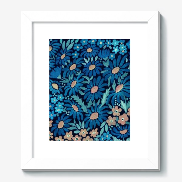 Картина &laquo;Синие акварельные цветы &raquo;
