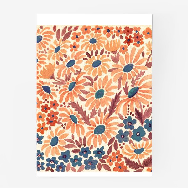 Постер «Бежевые акварельные цветы»
