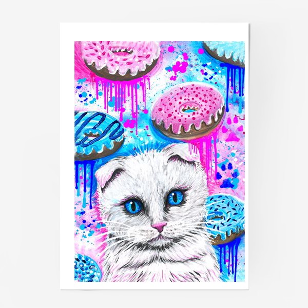 Постер «Кошка с пончиками »