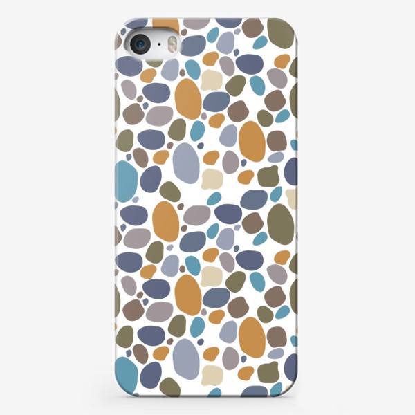 Чехол iPhone «Паттерн с разноцветными морскими камушками на белом фоне.»
