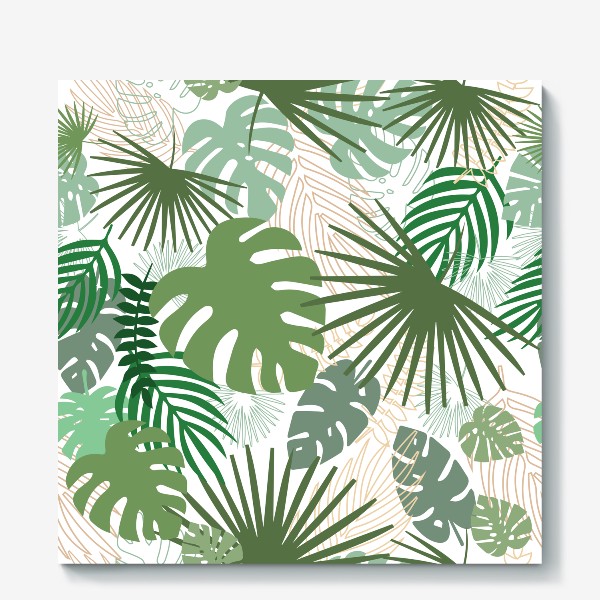 Холст «Тропическая листва. Паттерн с листьями.»