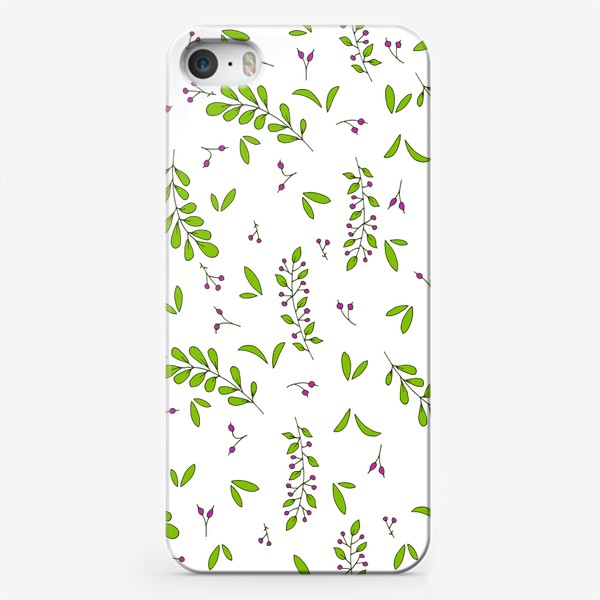 Чехол iPhone «Зеленые веточки с маленькими ягодками»