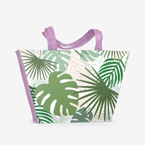 Пляжная сумка &laquo;Тропическая листва. Паттерн с листьями.&raquo;