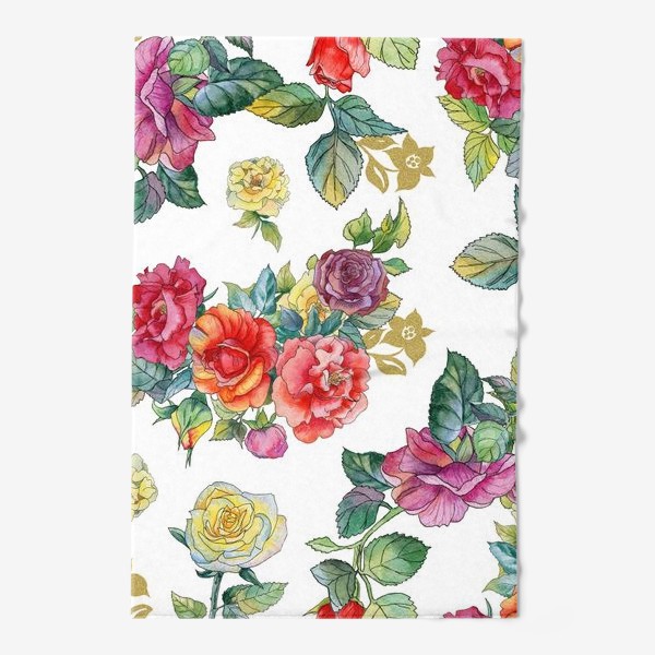 Полотенце «Разноцветные акварельные розы»