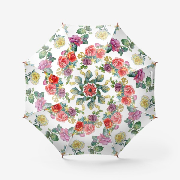 Зонт «Разноцветные акварельные розы»