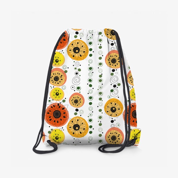 Рюкзак «Цветы на фоне разноцветных кругов.»