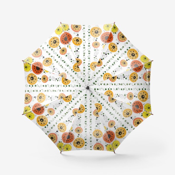 Зонт «Цветы на фоне разноцветных кругов.»