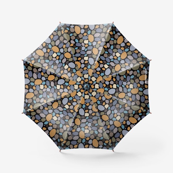 Зонт «Морские цветные камушки на черном фоне. Паттерн с камнями.»