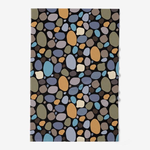 Полотенце &laquo;Морские цветные камушки на черном фоне. Паттерн с камнями.&raquo;
