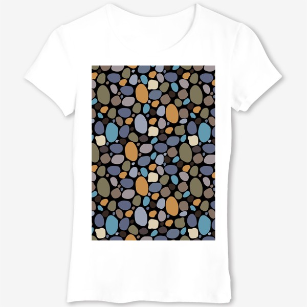 Футболка &laquo;Морские цветные камушки на черном фоне. Паттерн с камнями.&raquo;
