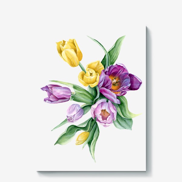 Холст «букет тюльпанов акварелью»