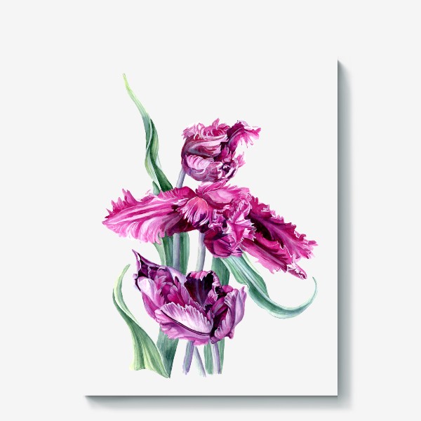 Холст «Фиолетовые тюльпаны акварелью»