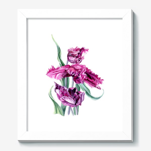 Картина «Фиолетовые тюльпаны акварелью»