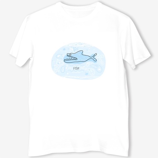 Футболка «Акула. Рыба в синем море. Скетч»