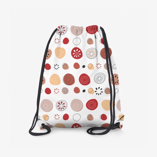 Рюкзак «Орнамент в скандинавском стиле с разноцветными круглыми элементами на белом фоне. Паттерн с капакулями»