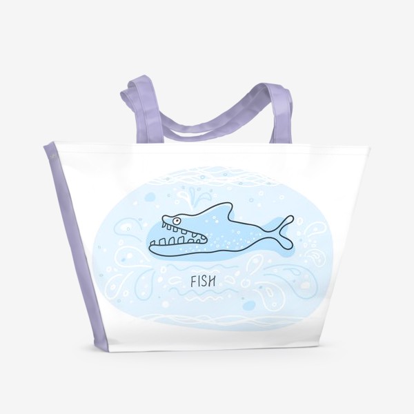 Пляжная сумка &laquo;Акула. Рыба в синем море. Скетч&raquo;