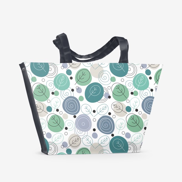 Пляжная сумка «Рисунок с листьями в скандинавском стиле.Зеленые абстрактные листья.»
