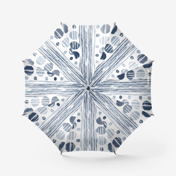 Зонт «Паттерн с синими потертыми кругами и полосами.Круги с потертой текстурой.»